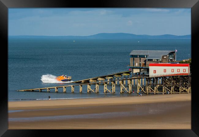 Brave RNLI Launches Tenby Lifeboat Framed Print by Tim Hill