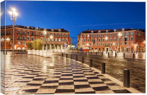 Early Morning at Place Massena in Nice Canvas Print by Artur Bogacki