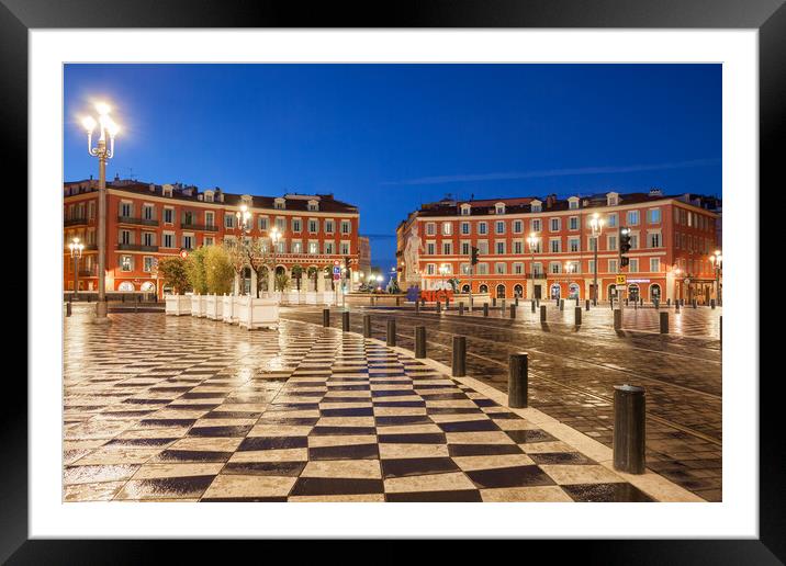 Early Morning at Place Massena in Nice Framed Mounted Print by Artur Bogacki