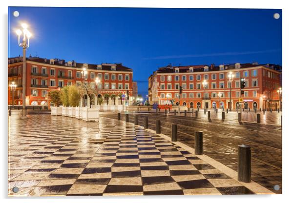 Early Morning at Place Massena in Nice Acrylic by Artur Bogacki