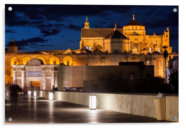 Mosque Cathedral of Cordoba by Night Acrylic by Artur Bogacki