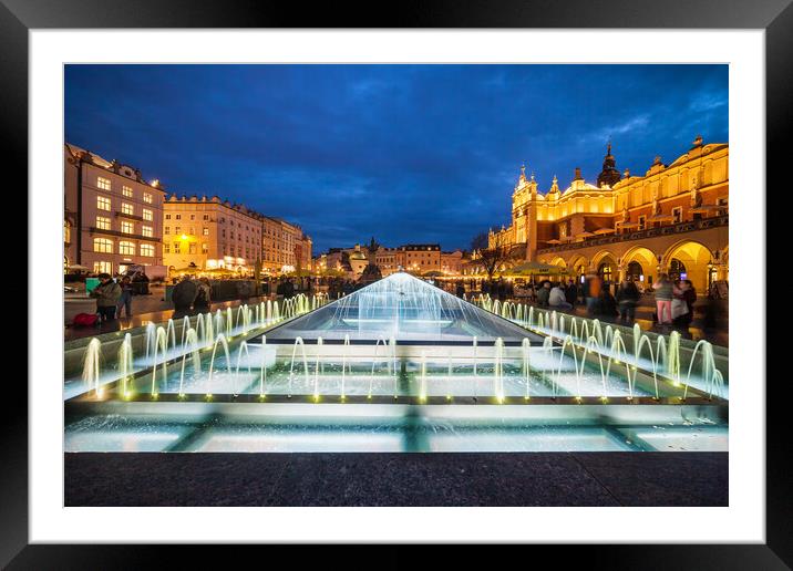 City of Krakow by Night in Poland Framed Mounted Print by Artur Bogacki