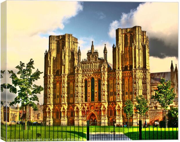 Wells Cathedral Canvas Print by Les Schofield