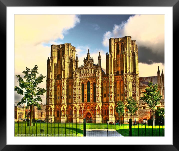 Wells Cathedral Framed Mounted Print by Les Schofield