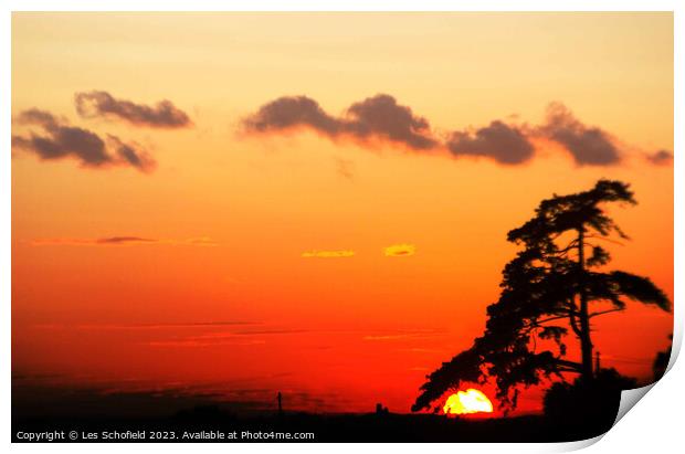Radiant Sunset Over Majestic Landscape Print by Les Schofield