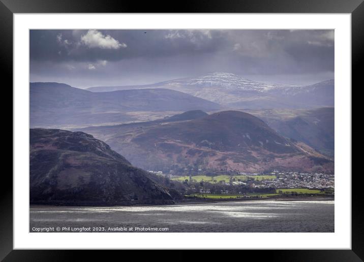 Stormy day on North Wales Coast viewed from Great Orme Llandudno Framed Mounted Print by Phil Longfoot