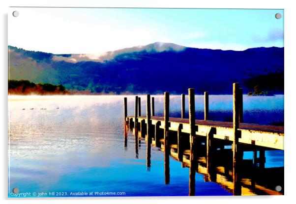 Reflections and Mist Derwentwater Cumbria Acrylic by john hill
