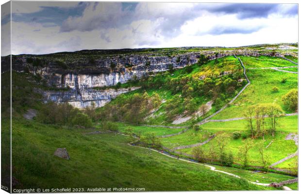Majestic Limestone Cliffs Canvas Print by Les Schofield