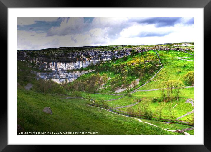 Majestic Limestone Cliffs Framed Mounted Print by Les Schofield