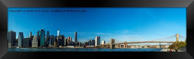 Manhattan and Brooklyn Bridge Framed Print by Kevin Ford