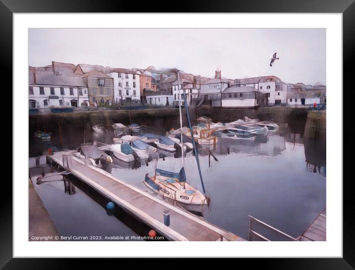 Captivating Nautical Charm Custom House Quay Falmo Framed Mounted Print by Beryl Curran