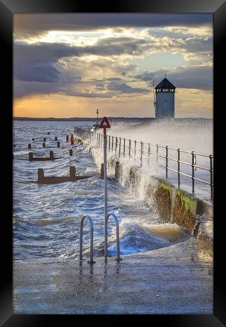 Sunset over Batemans Tower in Brightlingsea essex. Framed Print by Tony lopez