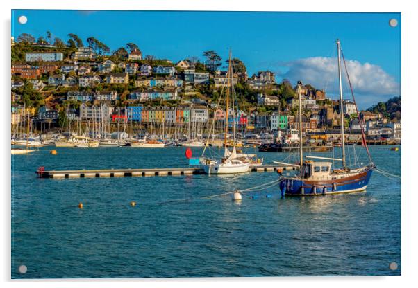 Colourful Kingswear on the Dart Acrylic by Paul F Prestidge