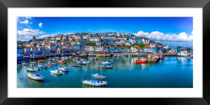 Brixham Harbour in the Spring Panorama Framed Mounted Print by Paul F Prestidge