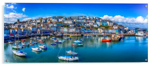 Brixham Harbour in the Spring Panorama Acrylic by Paul F Prestidge