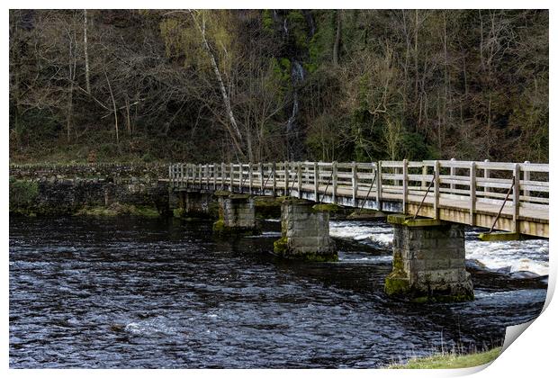Footbridge Over the River Wharfe Print by Glen Allen