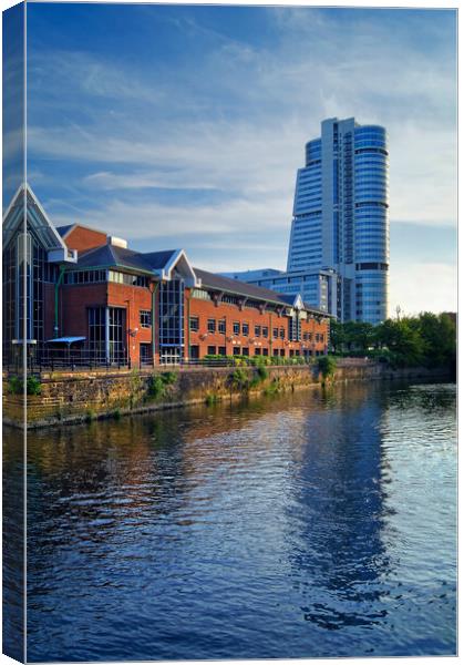Bridgewater Place and River Aire in Leeds Canvas Print by Darren Galpin