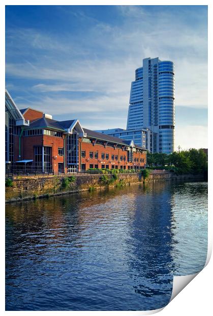 Bridgewater Place and River Aire in Leeds Print by Darren Galpin