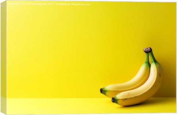Yellow banans with copy space created with generative AI technol Canvas Print by Michael Piepgras