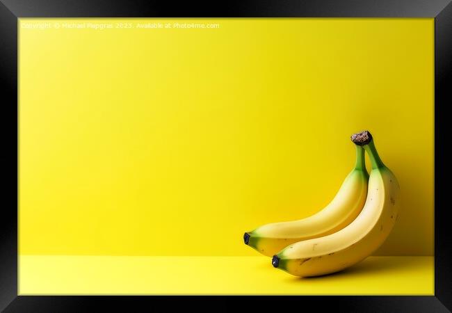 Yellow banans with copy space created with generative AI technol Framed Print by Michael Piepgras