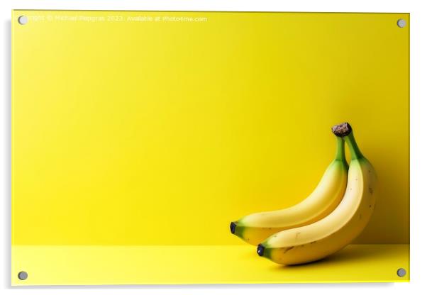 Yellow banans with copy space created with generative AI technol Acrylic by Michael Piepgras