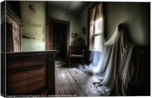 A ghostly apparition in an old run-down house created with gener Canvas Print by Michael Piepgras