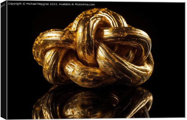A knot made of gold created with generative AI technology. Canvas Print by Michael Piepgras