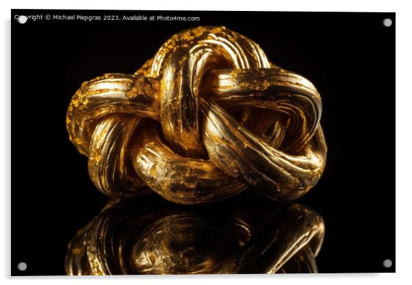 A knot made of gold created with generative AI technology. Acrylic by Michael Piepgras