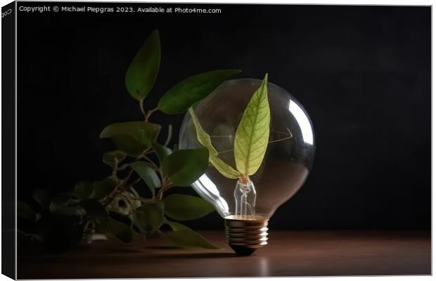 A lightbulb concept für regenerative energy created with genera Canvas Print by Michael Piepgras