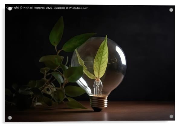 A lightbulb concept für regenerative energy created with genera Acrylic by Michael Piepgras