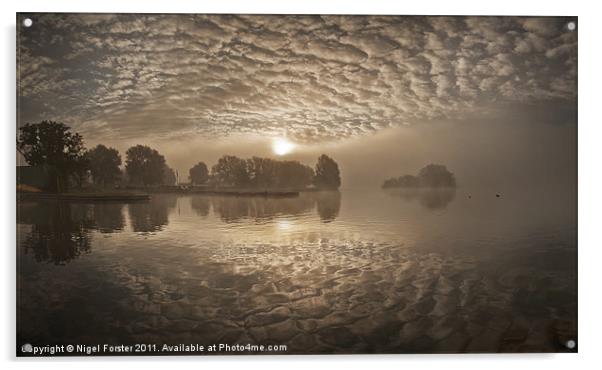 Llangorse lake dawn Acrylic by Creative Photography Wales