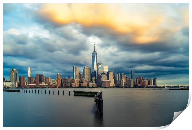 Seven Fifteen PM, New York Harbor Print by Chris Lord