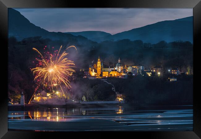 Firework display at Portmeirion Framed Print by Rory Trappe