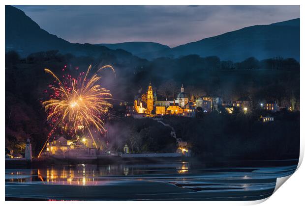 Firework display at Portmeirion Print by Rory Trappe