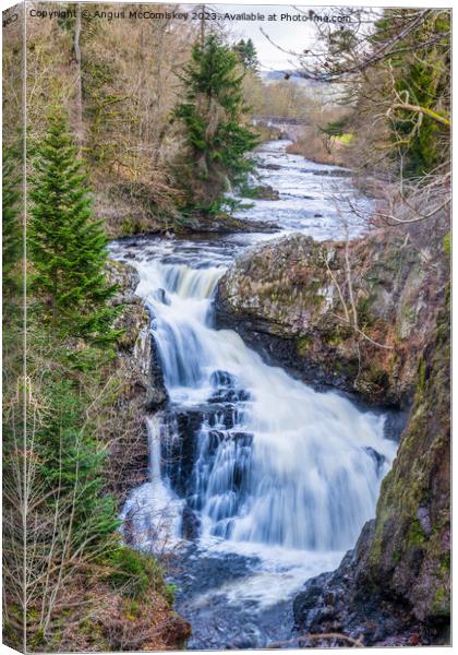 Reekie Linn waterfall on River Isla Scotland Canvas Print by Angus McComiskey