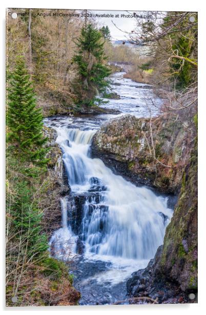 Reekie Linn waterfall on River Isla Scotland Acrylic by Angus McComiskey