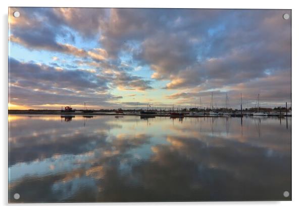 Brightlingsea Harbour reflections  Acrylic by Tony lopez