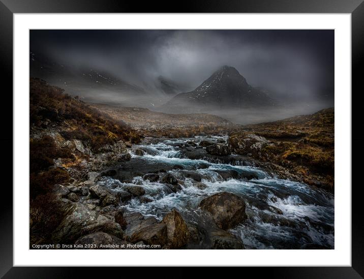 Stormy Skye and the Fairy Pools Framed Mounted Print by Inca Kala