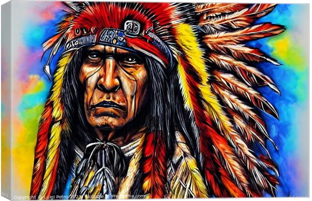 Majestic American Indian Chief Canvas Print by Luigi Petro