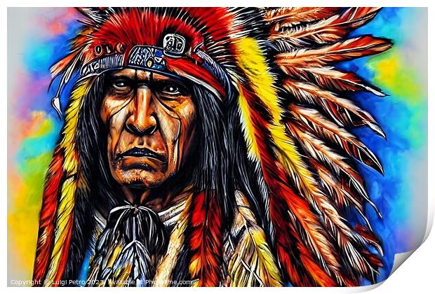 Majestic American Indian Chief Print by Luigi Petro