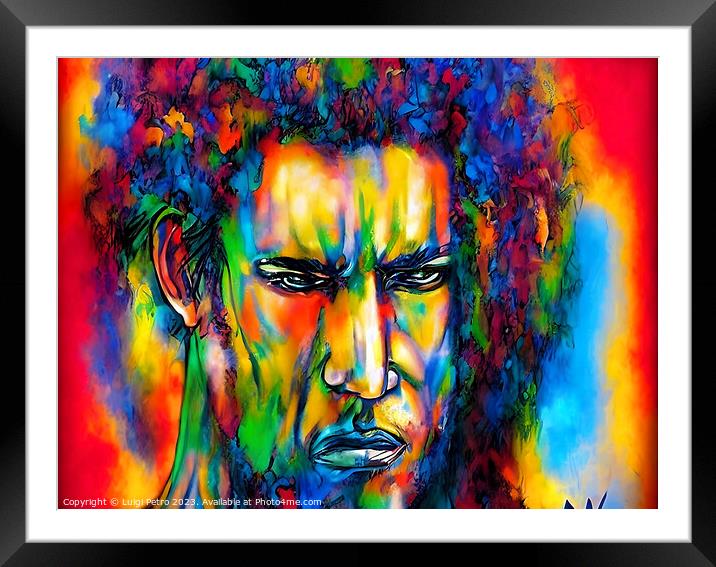 Vibrant Watercolor Portrait of a Young Man Framed Mounted Print by Luigi Petro