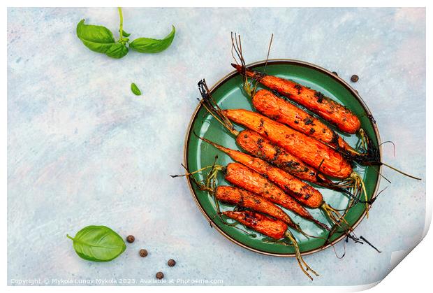 Appetizing baked carrots, copy space Print by Mykola Lunov Mykola