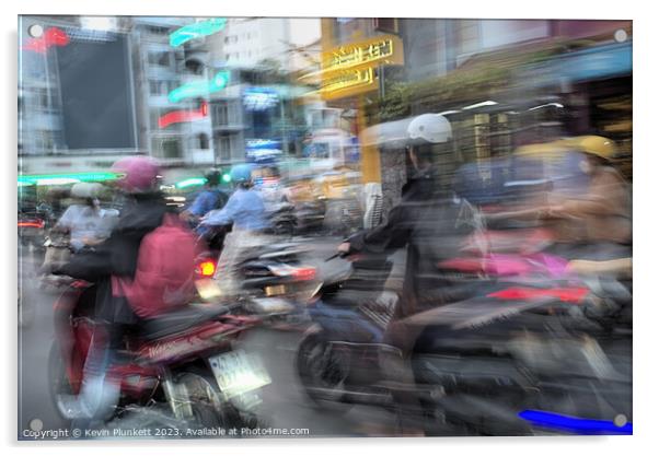 Saigon rush-hour  Acrylic by Kevin Plunkett