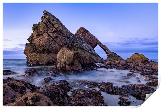 Crashing tide at Bow fiddle rock Print by Kevin Winter