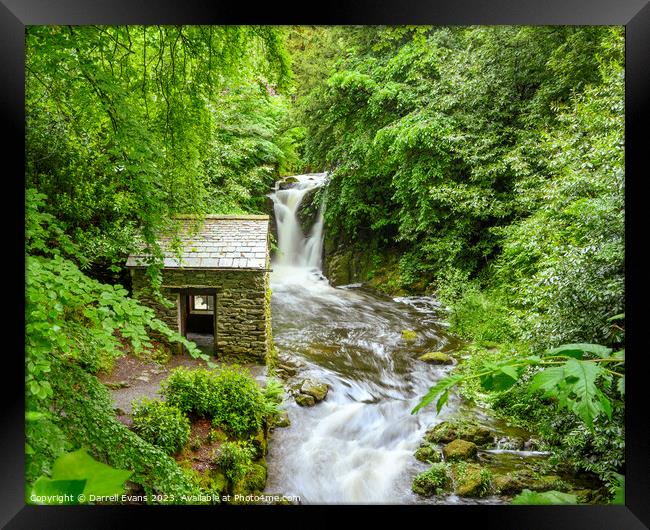 Hut and Waterfall Framed Print by Darrell Evans