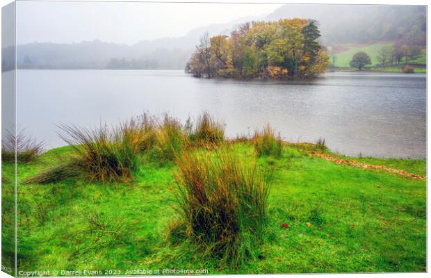 Island in Rydal Water Canvas Print by Darrell Evans