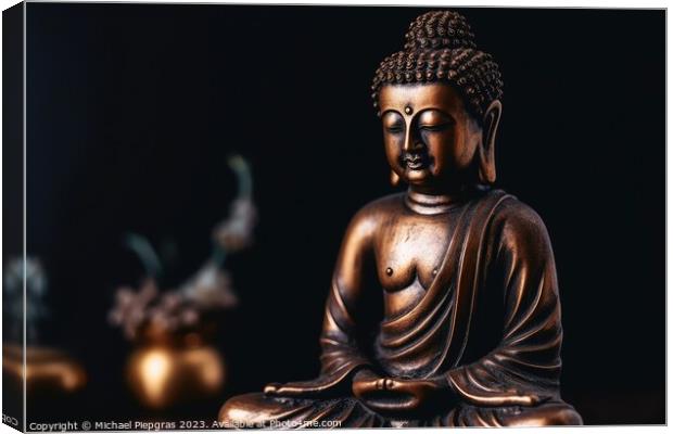 Buddism statue religion concept background created with generati Canvas Print by Michael Piepgras