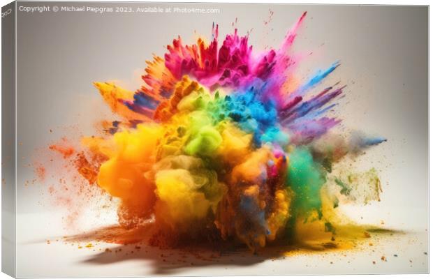 Exploding colors on a light background created with generative A Canvas Print by Michael Piepgras