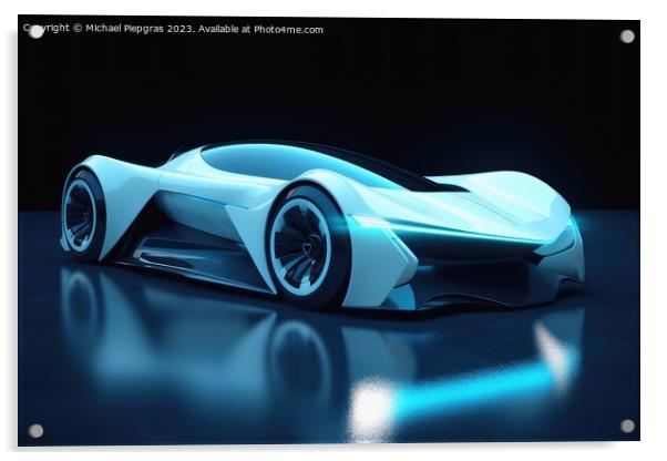 Futuristic luxury sports car created with generative AI technology Acrylic by Michael Piepgras