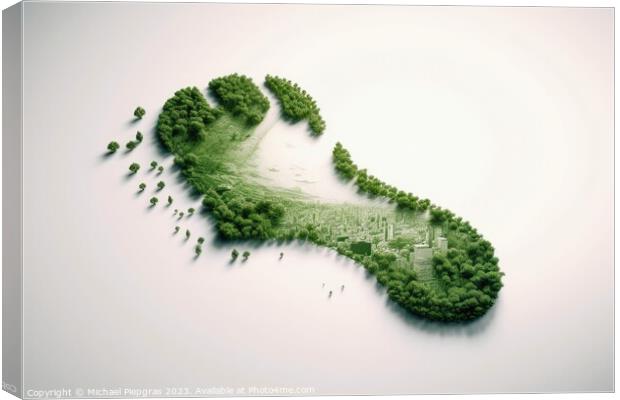 Green future and our cological footprint created with generative Canvas Print by Michael Piepgras